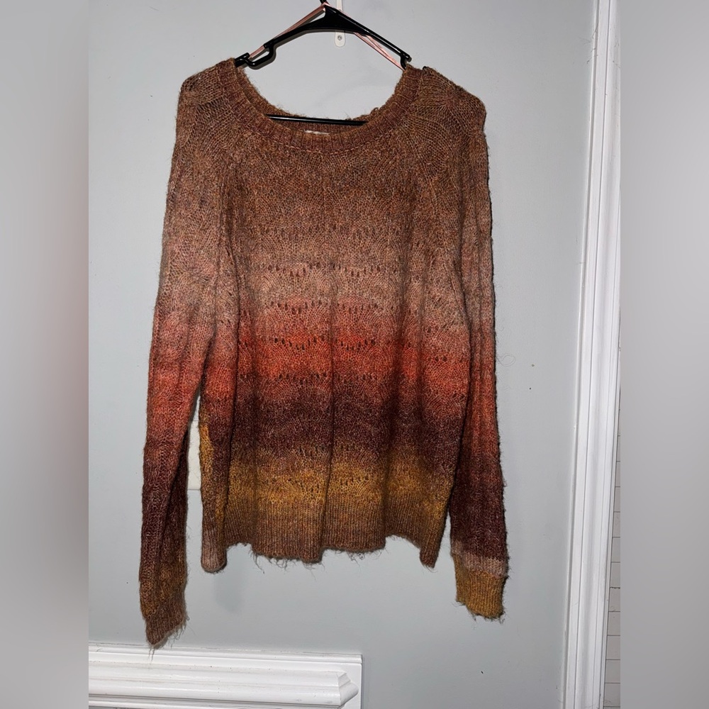 Knox Rose Ombre Crewneck Sweater - Rust, Brown & Mustard